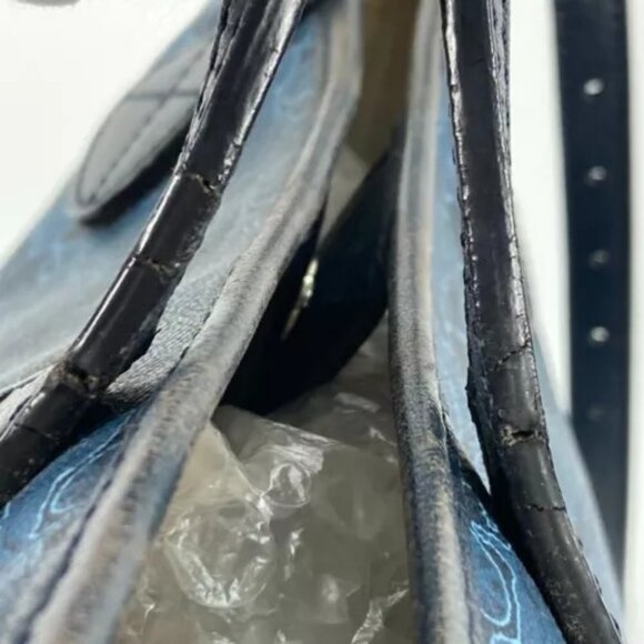 Auth CELINE Old Sulky Tote Bag 2WAY Bag Crossbody Shoulder Bag Leather/PVC blue/ - Picture 3 of 16